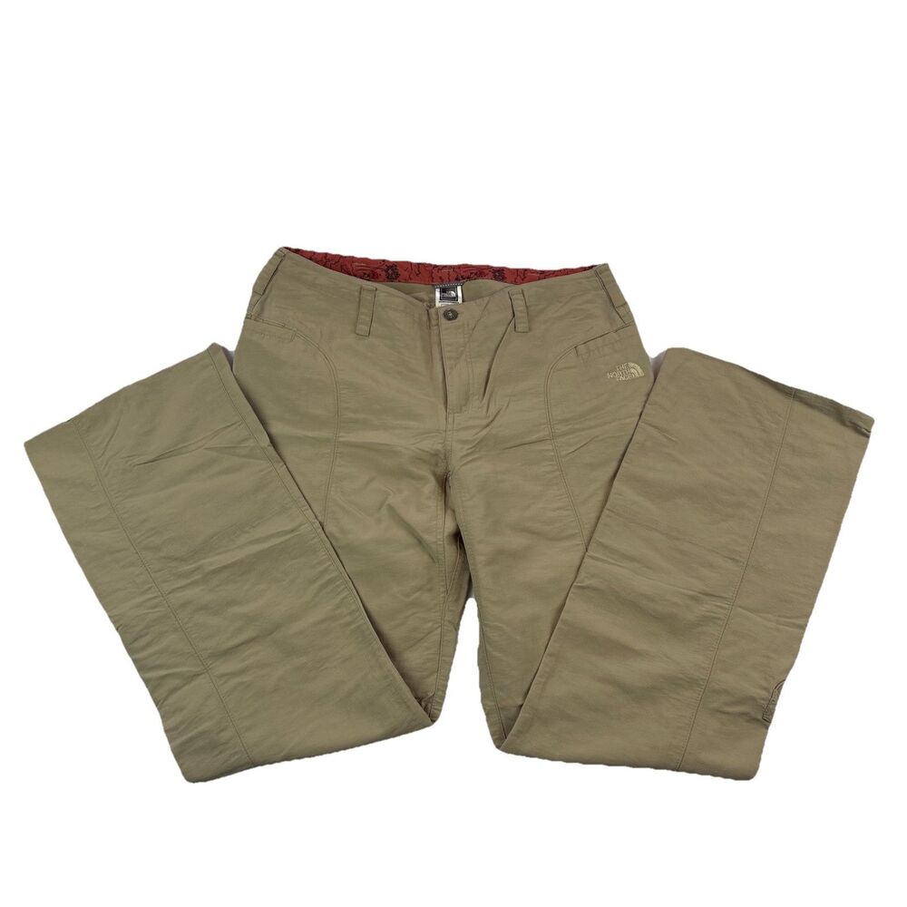 The North Face Hiking Utility Pants Womens 8 Beige Nylon Roll Up Cuff Zip Pocket